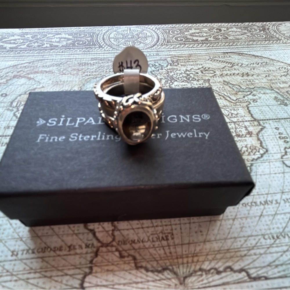 Silpada Sterling Silver Ring Stack With Smoky Qua… - image 1